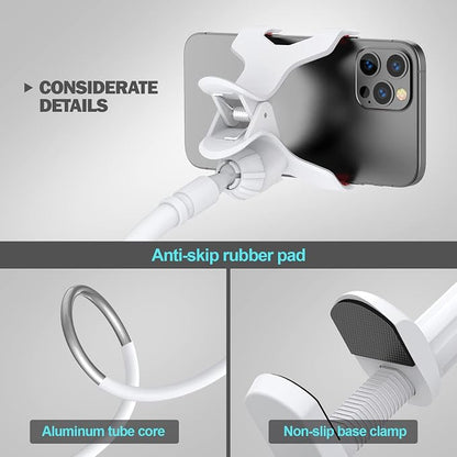 Gooseneck Phone Holder for Bed, Flexible Lazy Arm Mount 360 Adjustable Mobile Phone Clamp Bracket Stand Desk for iPhone 12 Mini 13 12 Pro 11 Pro Xs Max XR X 8 7 6 Plus, Samsung S20 S10 S9, Smartphones