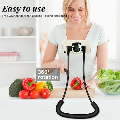 Phone Holder for Bed, Upgraded Neck Phone Holder Lazy Phones Stand 360°Rotation Gooseneck Phone Support Hands Free for 4-10in Phones (Black)