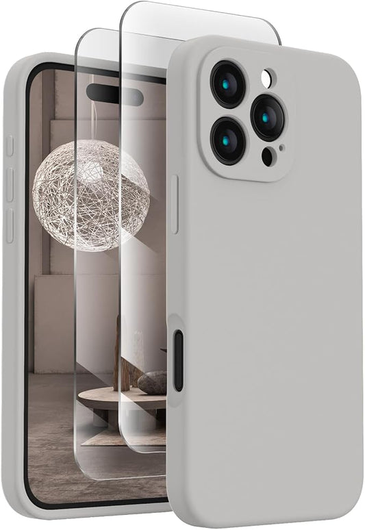 FireNova Designed for iPhone 16 Pro Case, Silicone Upgraded [Camera Protection] Phone Case, Soft Anti-Scratch Microfiber Lining Inside, 2024, Natural Titanium
