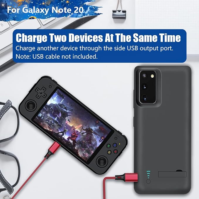 Sitong Upgraded Battery Case for Samsung Galaxy Note 20 5G, 6000mAh Rechargeable Extended Battery Charging Charger Case, Add 100% Extra Juice (6.7 Inches) Black