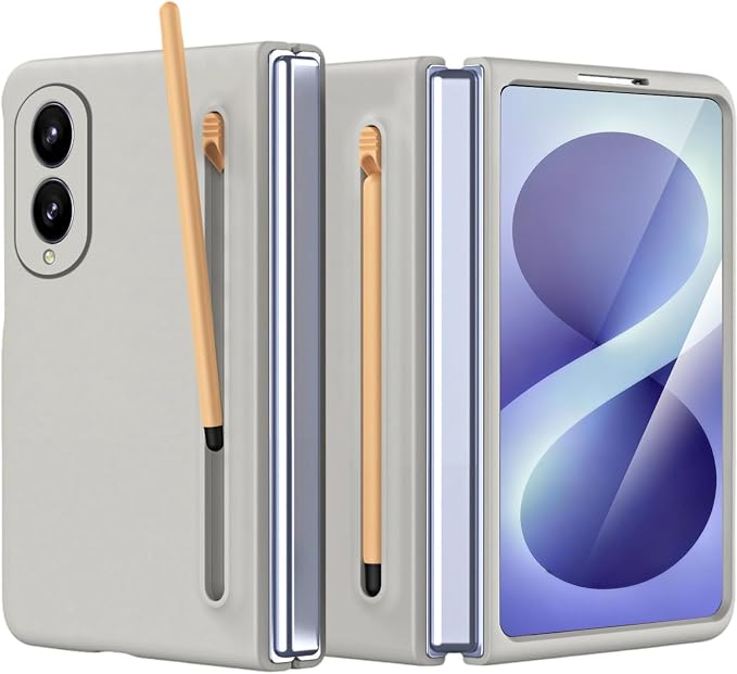 NINKI Stylus Pen for Samsung Galaxy Fold 8 Case with Built-in Screen Protector,Stylus Pen Holder Military Grade Rugged Dustproof Pen Storage Matte Case for Galaxy Fold 8 Light Gray