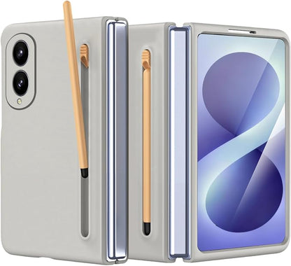 NINKI Stylus Pen for Samsung Galaxy Fold 8 Case with Built-in Screen Protector,Stylus Pen Holder Military Grade Rugged Dustproof Pen Storage Matte Case for Galaxy Fold 8 Light Gray