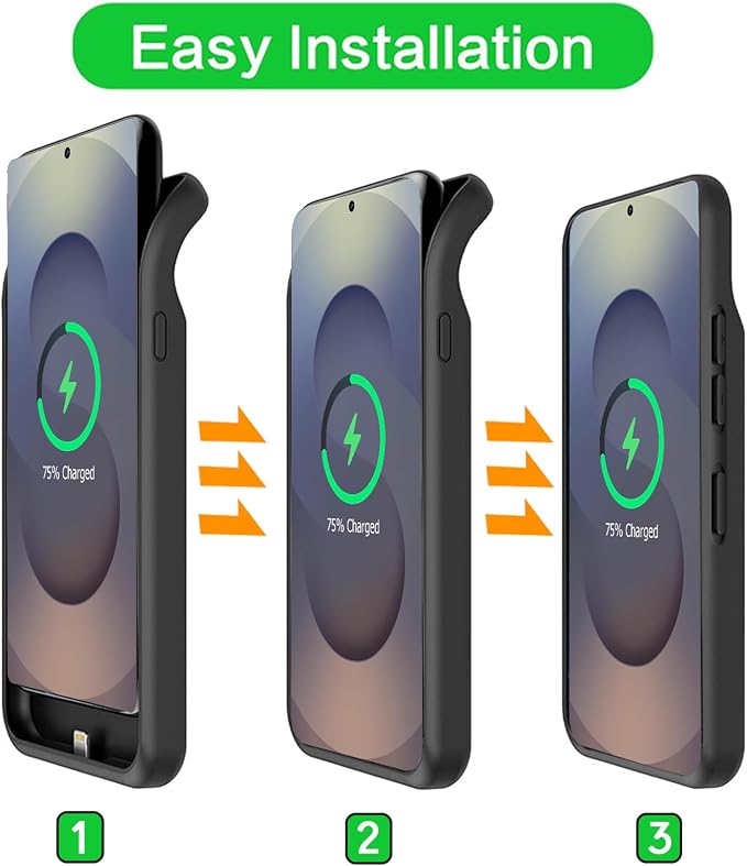 Battery Case for Galaxy S25 Ultra, Upgraded 12000mAh Battery Pack Rechargeable Charger Case with Wireless Charging Compatible for Galaxy S25 Ultra(6.9 inch) External Charging Cover (Black)