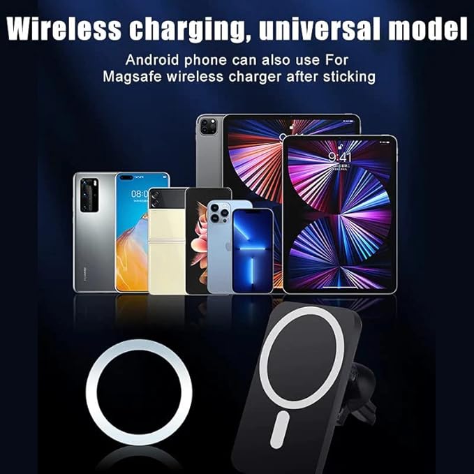 SALEX Compatible with Magsafe Magnetic Rings 9 Pack Set - Metal Rings for Cell Phone Case - Cute Mixed Colors Round Magnet Sticker - Replacement Discs with 3M Adhesive Backing for iPhone 14 13 12.
