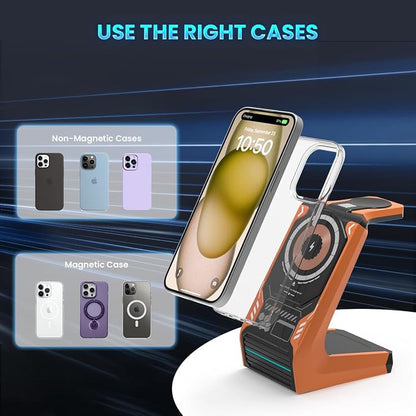 JoyGeek 3-in-1 Wireless Charging Station,Charger Stand for iPhone 15/14/13/12 Series, Fast Magnetic Charging Dock for Watch Ultra 2/9/8/7/6/SE/5/4/3/2,AirPods Pro 3/2