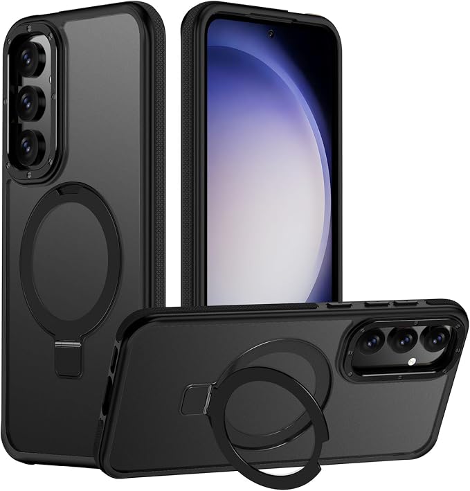 for Samsung Galaxy S23 FE Case, Magnetic Adjustable Ring Stand [Fit for Magsafe], [Military-Grade Shockproof Protection] Phone Case with Kickstand&Ring Holder (Black)