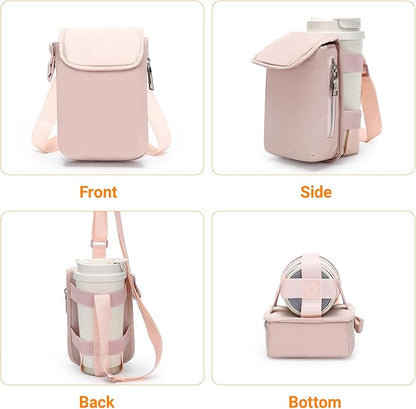Herald Mini Phone Crossbody Bag with Water Bottle Holder, Water Bottle Carrier Bag with Strap for GYM, Hiking, Cycling