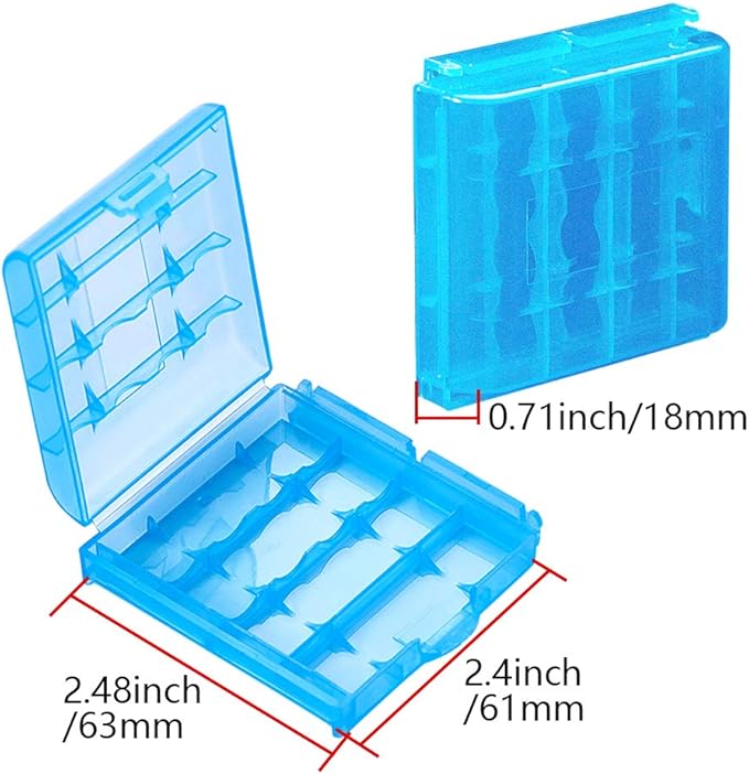 Heyiarbeit 4 x AA/AAA Battery Storage Case Holder Organizer Box Blue 2Pcs