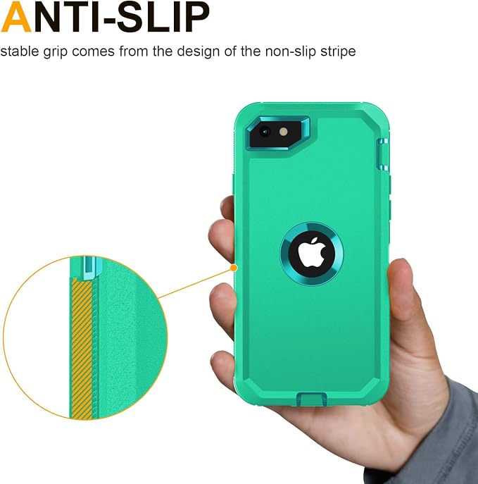 jaroco Finger Sleeves for iPhone SE Case, 0.15mm Superconducting Nanofibers, Smooth Feel, Anti-Sweat with Non-Slip Removable Heavy Duty Full Body Phone Case-Green