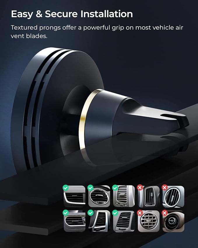 iOttie Velox Mini MagSafe Compatible Air Vent Car Mount in Midnight Blue with Wireless Charging. Compatible with MagSafe iPhones Including iPhone 12/13/14/15/16/17 Series (Car Charger Not Included)