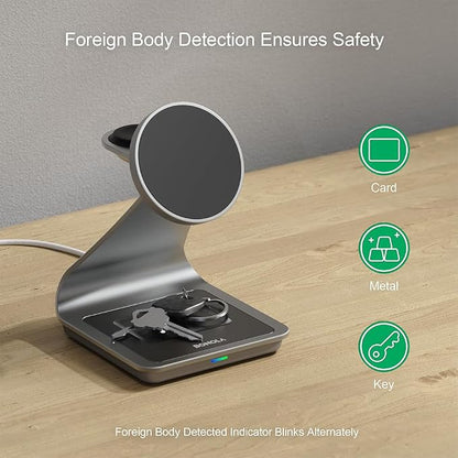 Wireless Charger for Samsung: Magnetic 3 in 1 Wireless Charging Station for Samsung S26 S25 S24 Ultra S23 S22, Aluminum Alloy Charger Dock Stand for Galaxy Watch Ultra 8/7/6/5/4, for Buds