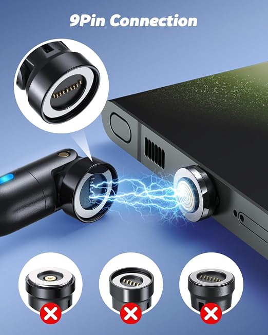 9Pin Magnetic Charging Cable Type C Tips Connectors Head (3 Pack) Fast Charging for Type C Android Devices, USB C Magnetic Phone Cable Adapter