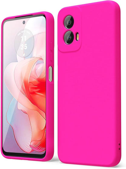 oakxco for Motorola Moto G Power 5G 2024 Phone Case Liquid Silicone, Thin Slim Soft Rubber Gel TPU Plain Simple Cover for Women Girl Cute, Matte Solid Color, Hot Pink Fuchsia