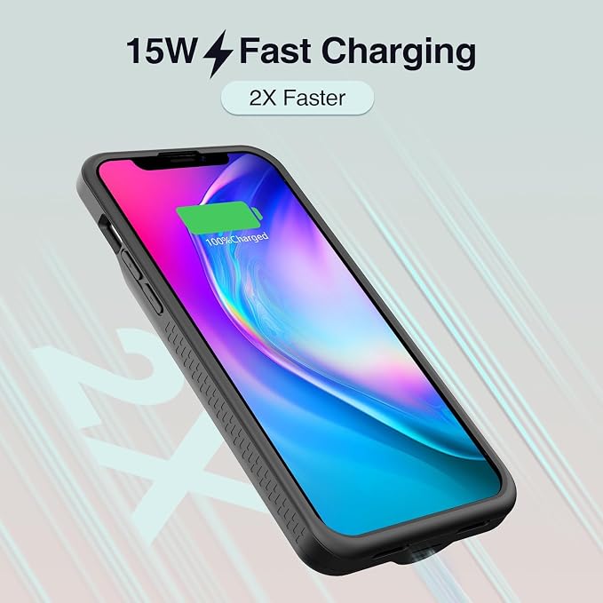 ZENEE for iPhone 14/14 /13/13 Pro Battery Case，【15W Fast】 Ultra-Slim 7000mAh Portable Rechargeable Charger Case Cover for iPhone 14,14 Pro,13,13 Pro Charging Case -6.1inch，Black