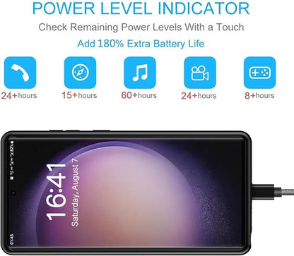 Battery Case for Galaxy S22 Ultra /S23 Ultra,12000mAh Portable Protective Wireless Charging Case Compatible with Galaxy S22 Ultra /S23 Ultra 6.8" Rechargeable Extend Battery Pack Charger Case (Black)