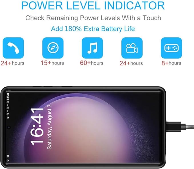 Battery Case for Galaxy S22 Ultra /S23 Ultra,12000mAh Portable Protective Wireless Charging Case Compatible with Galaxy S22 Ultra /S23 Ultra 6.8" Rechargeable Extend Battery Pack Charger Cover (Black)