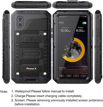 Beasyjoy for iPhone X Case iPhone 10 Metal Case Heavy Duty Cover with Screen Full Body Protection Shockproof Dustproof Drop Proof Rugged Durable Military Grade Defender 5.8 inch, Black