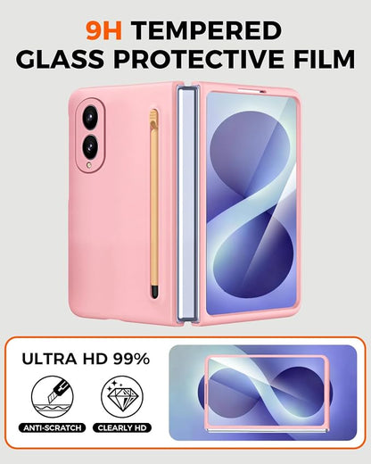 NINKI Spen for Samsung Galaxy Fold 8 Case with Built-in Screen Protector,Stylus Pen Holder Heavy Duty Rugged Shockproof Dustproof Pen Storage Hard Case for Galaxy Fold 8 Pink
