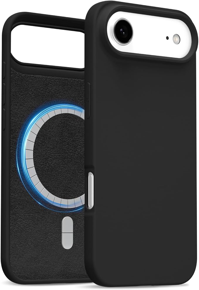 for iPhone 17 Air Case Silicone Compatible with Magsafe Case, Ultra Slim Thin Magnetic Phone Cases Mag Safe, Cute Soft Rubber Gel TPU Matte Plain Wireless Charging Cover for Women, Black