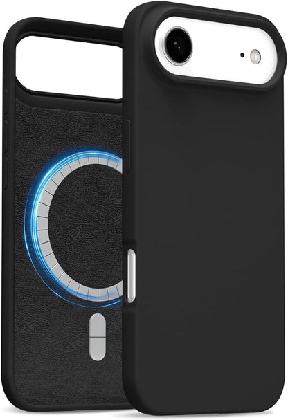 for iPhone 17 Air Case Silicone Compatible with Magsafe Case, Ultra Slim Thin Magnetic Phone Cases Mag Safe, Cute Soft Rubber Gel TPU Matte Plain Wireless Charging Cover for Women, Black
