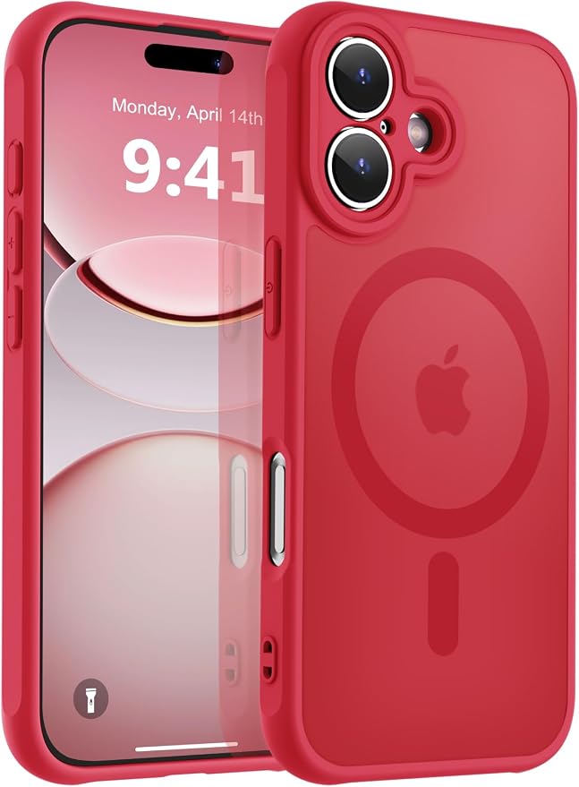 MOCCA Magnetic for iPhone 17 Case, (Compatible with Magsafe) (16FT Military Grade Protection) Full Camera Protection Anti-Fingerprint Slim Translucent Matte Phone Cover 6.3",Red