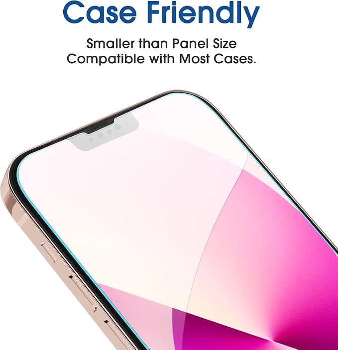 amFilm OneTouch Glass Screen Protector Compatible with iPhone 13 Mini 5.4" 2021 with Easy Installation Kit, Full Coverage Case Friendly, Tempered Glass, 2 Pack