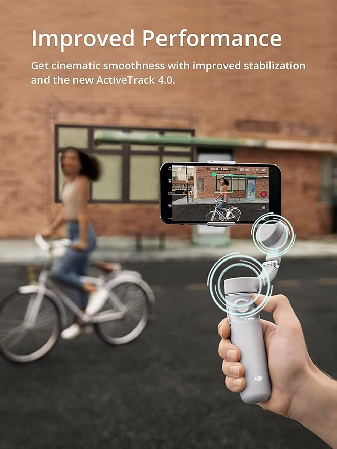 DJI OM 5 Smartphone Gimbal Stabilizer, 3-Axis Phone Gimbal, Built-in Extension Rod, Portable and Foldable, Android and iPhone Gimbal, YouTube TikTok Video, White (Renewed)