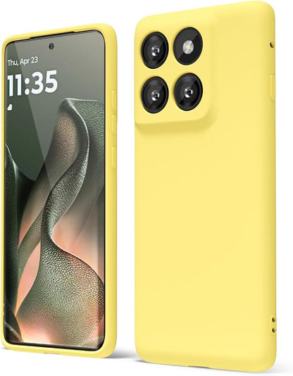 oakxco for Motorola Moto Edge 2025 Phone Case Liquid Silicone, Thin Slim Soft Rubber Gel TPU Plain Protective Simple Cover for Women Girl Cute, Matte Solid Color Aesthetic, Yellow