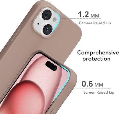 for iPhone 15 Case Silicone Compatible with Magsafe Case, Ultra Slim Thin Magnetic Phone Cases Mag Safe, Cute Soft Rubber Gel TPU Matte Plain Wireless Charging Cover for Women, Brown