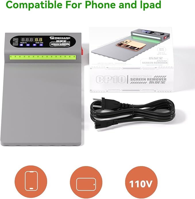 DIYPHONE LCD Screen Heating Pad for Phone Ipad,Heating Pad with Built-in Led Light Compatible with iPhone,Cellphone LCD Screen Separator Machine Repair Tools Heat Plate,10.5” Heat Mat Screen Remover