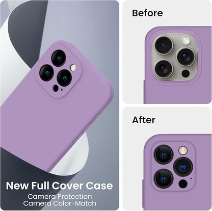 FireNova Designed for iPhone 15 Pro Max Case, Silicone Upgraded [Camera Protection] Phone Case, Soft Anti-Scratch Microfiber Lining Inside, 6.7 inch, Light Purple