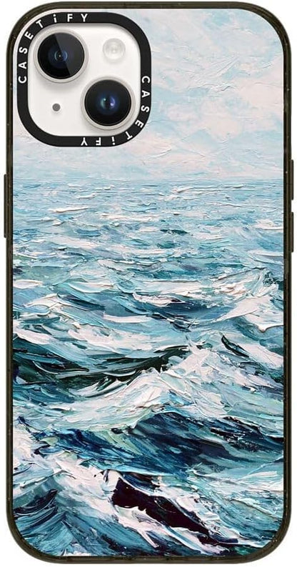 CASETiFY Impact iPhone 14 Case [4X Military Grade Drop Tested / 8.2ft Drop Protection/Compatible with Magsafe] - Deep Blue Sea - Clear Black