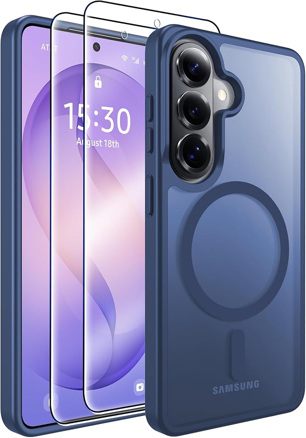 MOZOTER for Samsung Galaxy S26 Plus Case with Magnetic,[Compatible with MagSafe][12Ft Military Dropproof][2*Screen Protector] Translucent Anti-Slip Back Slim Shockproof Case for S26 Plus-Blue
