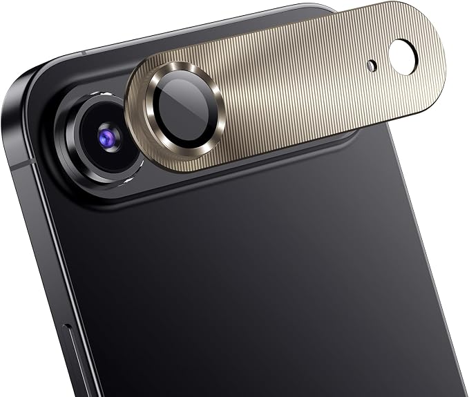 Korecase for iPhone Air Camera Lens Protector, 3M Adhesive Metal Tempered Glass Full Coverage Camera Accessories Back Screen Protetcor Case Friendly Original Color, Gold
