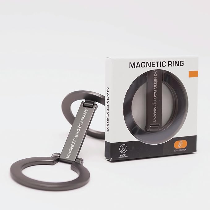 Magnetic Bag Company - Double Magnetic Ring Phone Holder, Compatible with MagSafe, Dual-Sided Mount for iPhone 16/15/14/13/12 Series, Attach to Iron/Steel Surfaces, Gym and Fitness Accessory