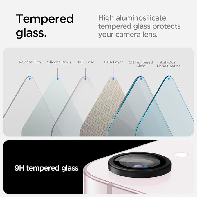 Spigen Camera Lens Screen Protector [GlasTR Optik Pro] designed for iPhone 17e, iPhone 16e - Black [2 Pack]