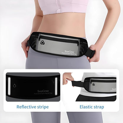 SooGree Men Women Running Belt Fanny Pack,Reflective Workout Sport Waist Pack Bag,Running Phone Holder Belt with Water Bottle Holder, Ideal for Running,Walking,Cycling,Gym Workouts (GSP8803-Blue)