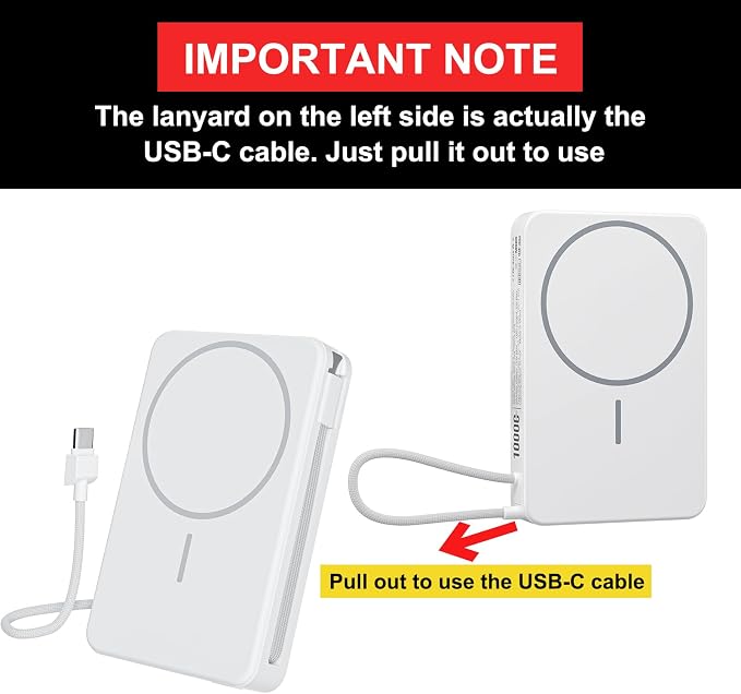 Magnetic Power Bank, 10,000mAh Wireless Portable Charger for Mag-Safe 15W Fast Charging, Battery Pack with USB-C Cable 20W in/Out for iPhone Air/17/16/15/14/13/12/Plus/Pro/Pro Max, AirPods & More