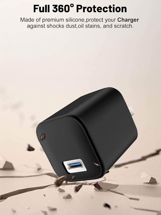 Silicone Protective Case for Anker Nano 45W USB-C Charger, Full-Body Protective Cover with Precise Cutouts, Shockproof Dustproof Charging Block Protector Sleeve & Scratch-Resistant Sleeve (Black)