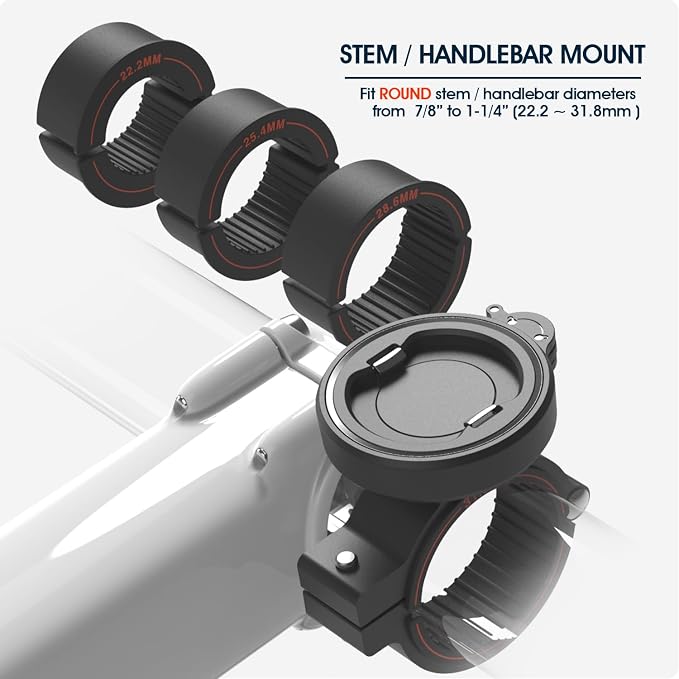 Bike Phone Mount - Stable Aluminium Bicycle Handlebar/Stem Phone Holder with Secure Dual-Lock, 1-Hand Quick Release for 4-7.3 inch Cell-Phones, Cycling Clamp Fit E-Scooter, MTB, Mountain, Road Bikes