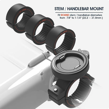 Bike Phone Mount - Stable Aluminium Bicycle Handlebar/Stem Phone Holder with Secure Dual-Lock, 1-Hand Quick Release for 4-7.3 inch Cell-Phones, Cycling Clamp Fit E-Scooter, MTB, Mountain, Road Bikes