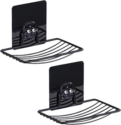 Stainless Steel Bar Soap Dish, Draining Soap Holder for Shower Bathroom Tub Kitchen Sink-Black 2pcs