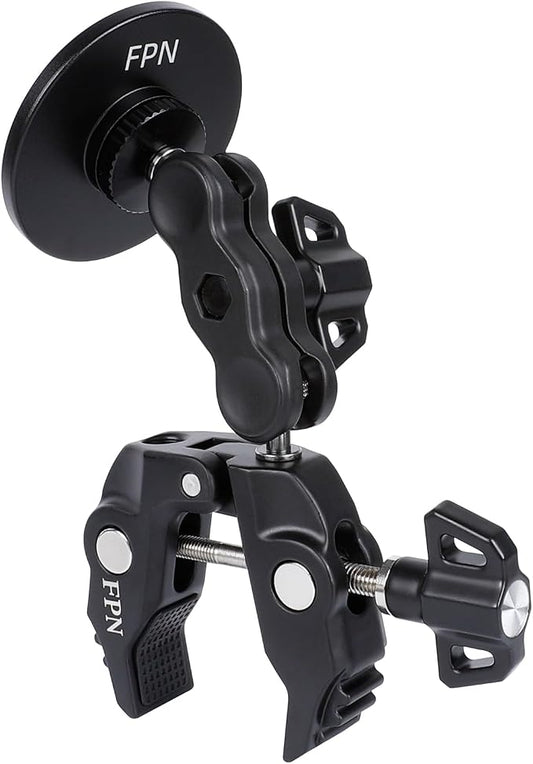 All-Metal Magnetic Phone Holder for Magsafe, Magnet Phone Mount with Super Clamp for Spin Bike/Microphone Stand/Cart/Railing/Handlebar/Dia 0.4-2" Rod, Compatible with iPhone 16 15 14 13 12 Series