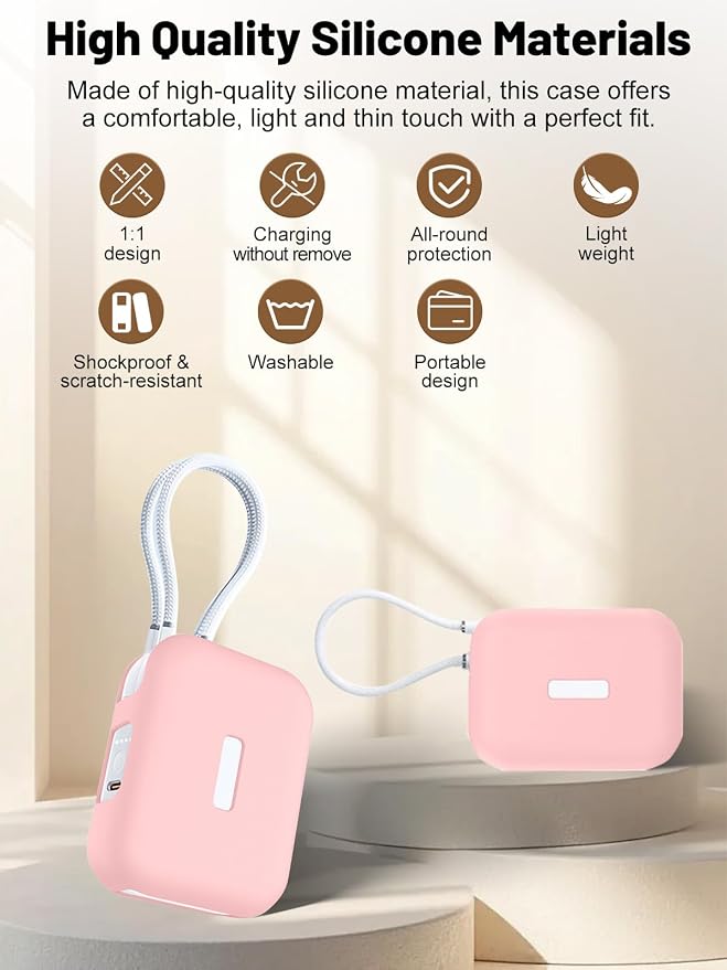 Silicone Protective Case Compatible with TORRAS EasyGo Power Bank 45W Ultra-Fast Charging 10000mAh, Full-Body Protective Cover with Precise Cutouts, Shockproof & Scratch-Resistant Sleeve (Pink)