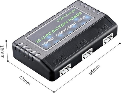 Baoblaze 11.1V LI Charger USB MA 12.6-12.8 Balanced Charger Case for 3S Batteris