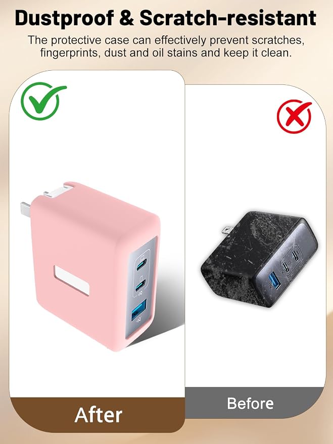 Silicone Protective Case for Anker Nano 100W USB-C Charger, Full-Body Protective Cover with Precise Cutouts, Shockproof Dustproof Charging Block Protector Sleeve & Scratch-Resistant Sleeve (Pink)
