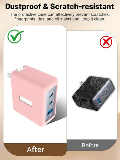 Silicone Protective Case for Anker Nano 100W USB-C Charger, Full-Body Protective Cover with Precise Cutouts, Shockproof Dustproof Charging Block Protector Sleeve & Scratch-Resistant Sleeve (Pink)