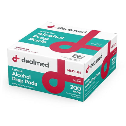 Dealmed Alcohol Prep Pads – 2000 Count Medium Latex-Free Gamma Sterilized Antiseptic Wipes, Wound Care Products for First Aid Kits, Home, and Medical Facilities