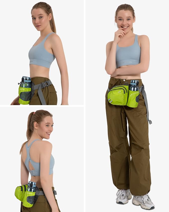 WATERFLY Fanny Pack Waist Bag: Waist Pack for Women Men with Water Bottle Holder Hiking Fanny Pack for Running Walking DogWalking Travel Cycling
