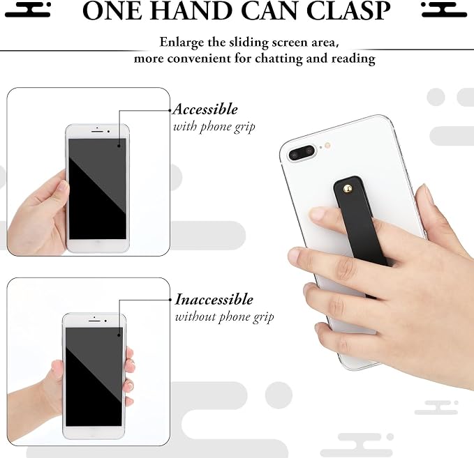 Weewooday 6 Pieces Phone Grip Holder Cell Phone Grip Strap Telescopic Finger Strap Stand Universal Finger Kickstand for Most Smartphones(White, Black)